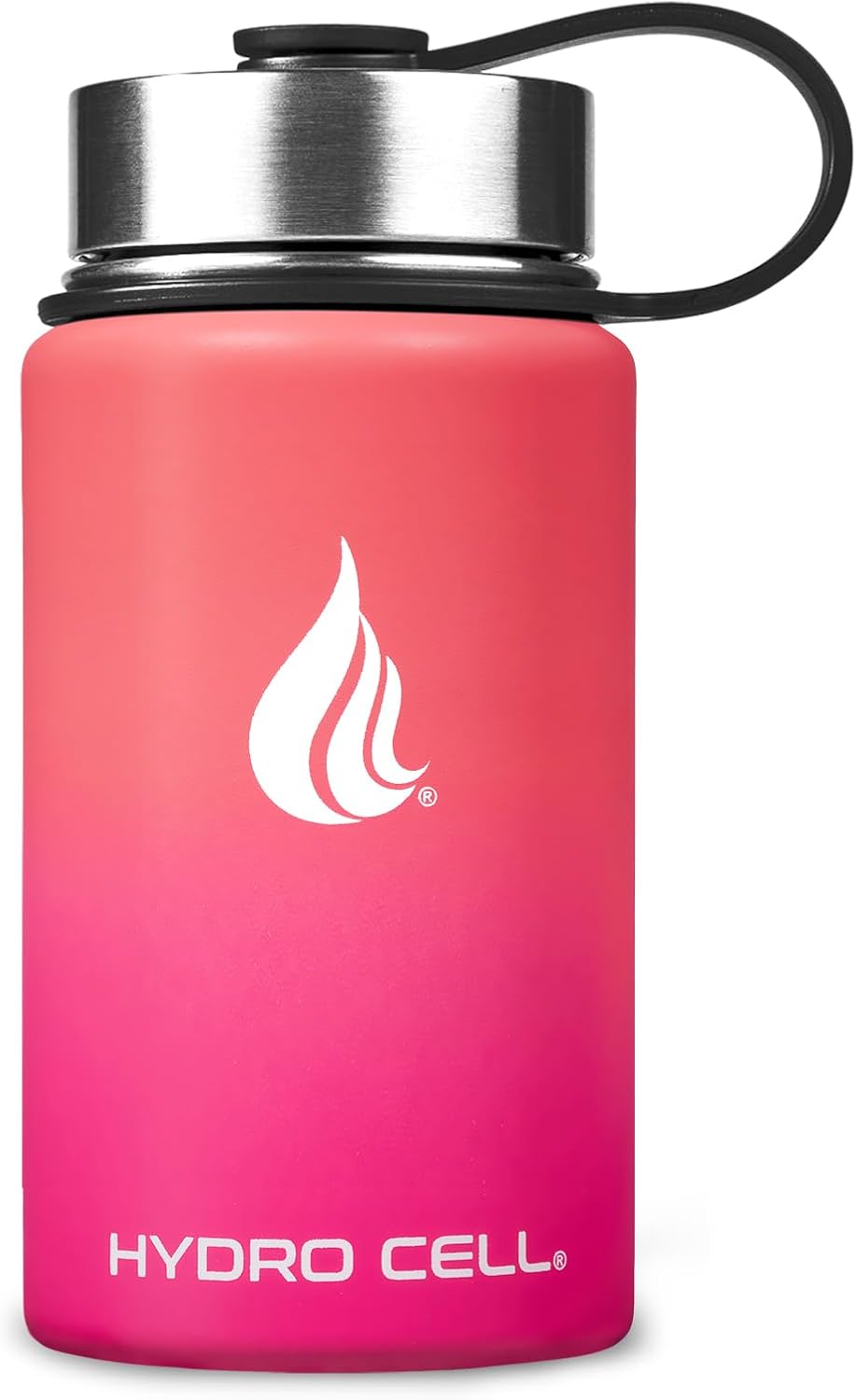 HYDRO CELL Stainless Steel Insulated Water Bottle with Straw - For Cold & Hot Drinks - Metal Vacuum Flask with Screw Cap and Modern Leakproof Sport Thermos for Adults (Neon 18oz)
