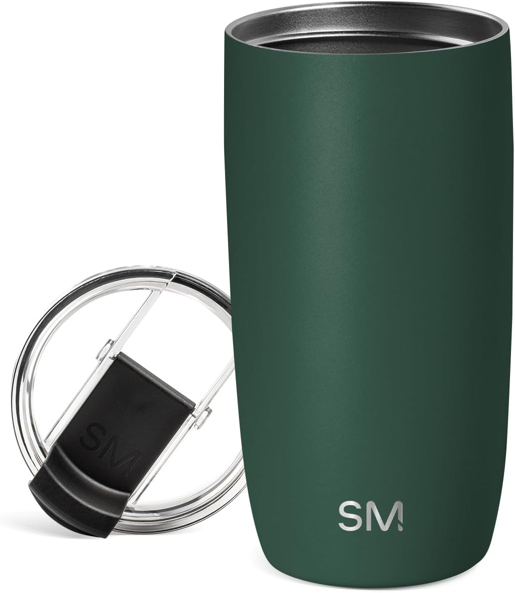 Simple Modern Voyager Tumbler with Flip Lid | Travel Coffee Mug | Insulated Stainless Steel Cold Brew Iced or Hot Coffee Cup | Gifts for Women Men Her Him | 16oz, Almond Birch