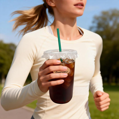 25 Sets 16 oz Clear Plastic Cups with Lids and Straws, Disposable Iced Coffee Cups for Cold Beverages, Smoothies, Bubble Tea, Includes Leak-Proof Paper and Stickers