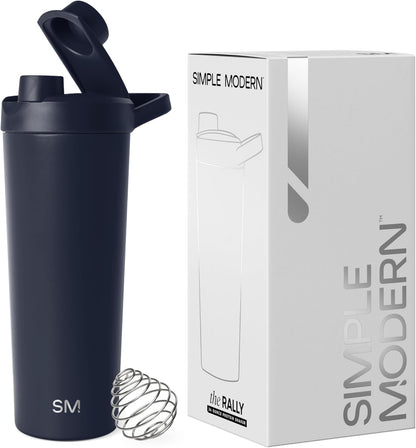 Simple Modern Stainless Steel Shaker Bottle with Ball 24oz | Metal Insulated Cup for Protein Mixes, Shakes and Pre Workout | Rally Collection | Almond Birch