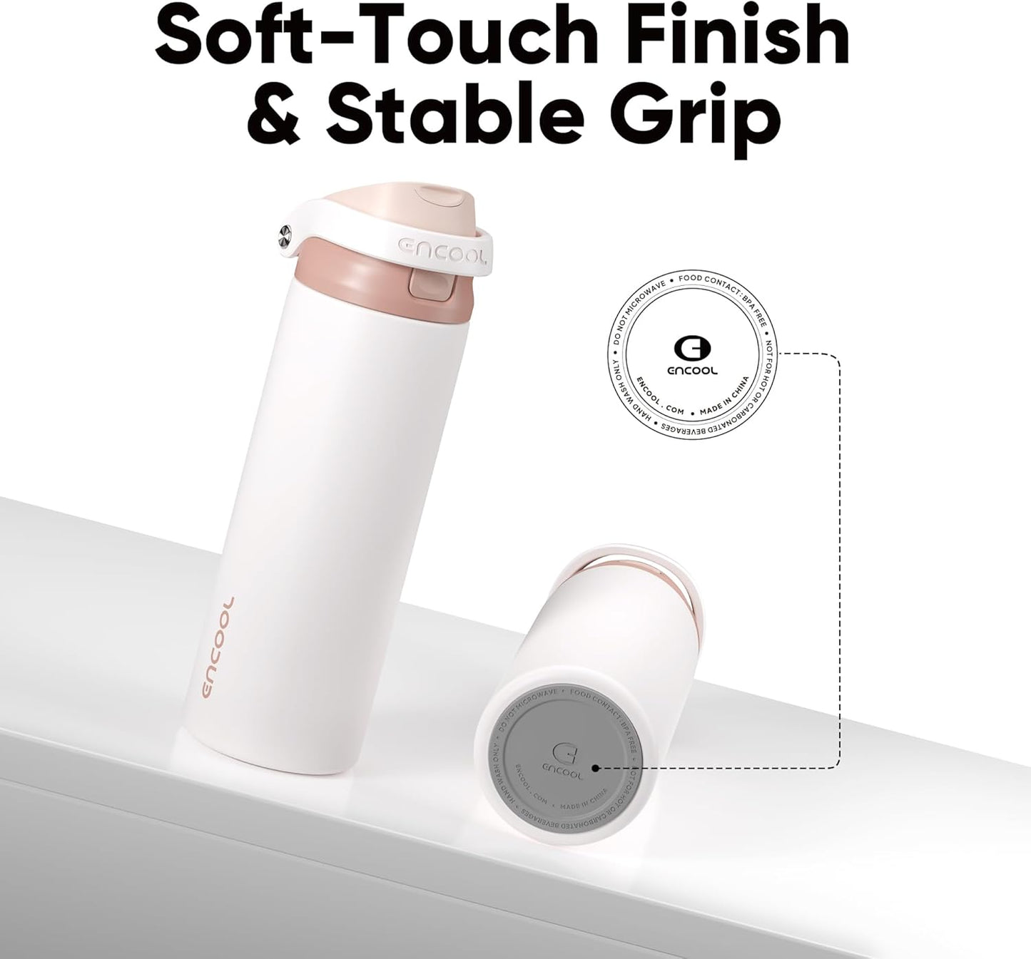 ENCOOL Leakproof Insulated Water Bottle with Straw Dual-Sip Water Bottle Bag-Safe Design for Work, Commute & Gym – Keeps Drinks Cold All Day, 24 oz, Lemonade Pink - Colors B