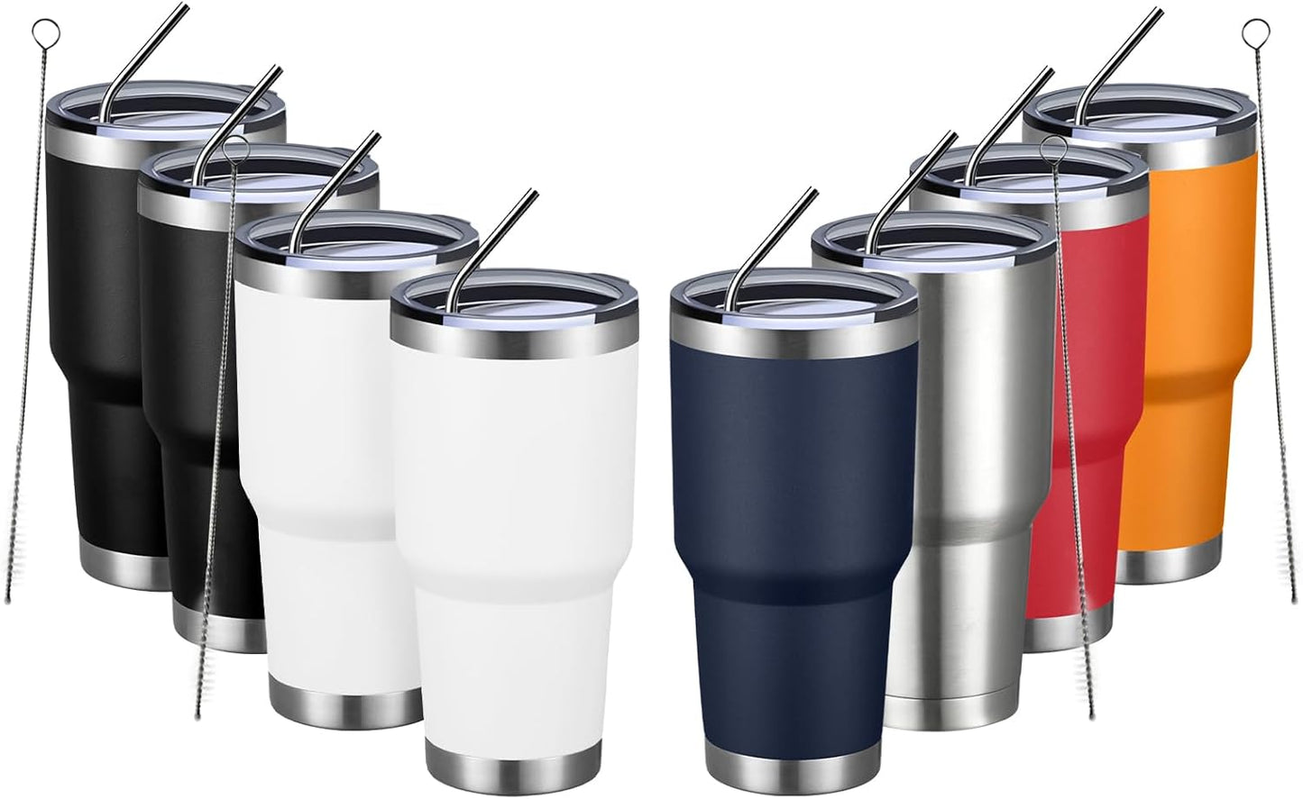 MEWAY 30oz Tumbler Double Wall Vacuum Insulated Travel Mug, Stainless Steel Tumbler with Lid, Durable Powder Coated Insulated Coffee Cup for Cold & Hot Drinks (Silver,1 PACK)