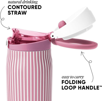 Simple Modern Mesa Loop Water Bottle with Covered Straw and Handle | 24oz Cup Holder Friendly Insulated Stainless Steel Bottles for Travel, Sports and School | Iris Sage - Colors A