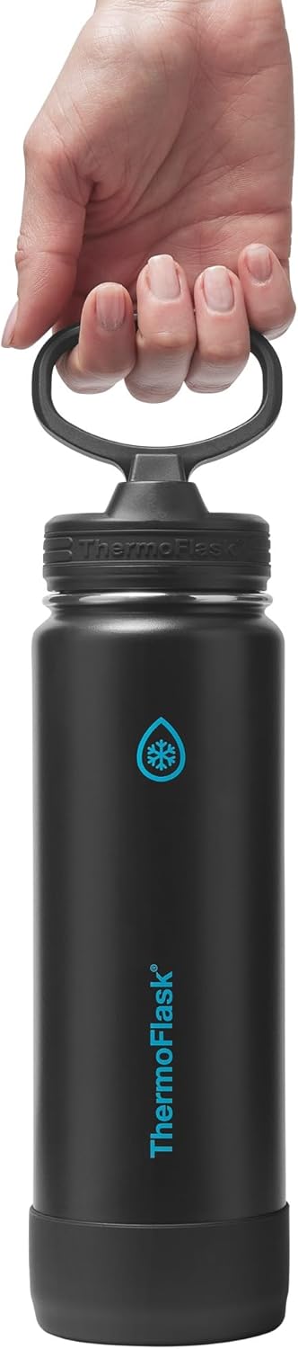 ThermoFlask Insulated Water Bottle with Spout Lid (24 oz, Lemonade Stand) - Leakproof, Stainless Steel Water Bottle for Cold & Hot Drinks, Travel & Daily Hydration