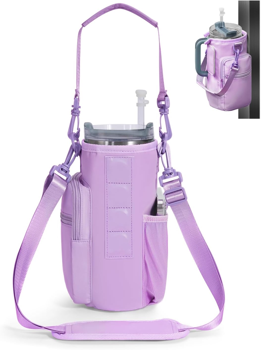 sportsnew Magnetic Gym Bag for Women Men, Crossbody Insulated Cup Sleeve Water Bottle Carrier Holder with Strap for 40oz Tumbler with Handle, 4 Built-in Magnets Small Gym Bag for Workout, Walking