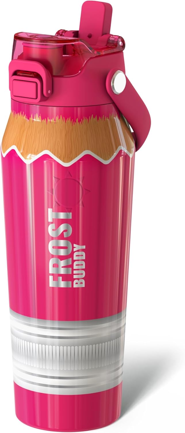 Frost Buddy 24oz Insulated Water Bottle with Straw & Chug Lid | Leak-Proof Stainless Steel | 24-Hours Cold | Sweat-Proof, Cup Holder Friendly | Ideal for Gym, Travel, Sports & Everyday Hydration - Colors A