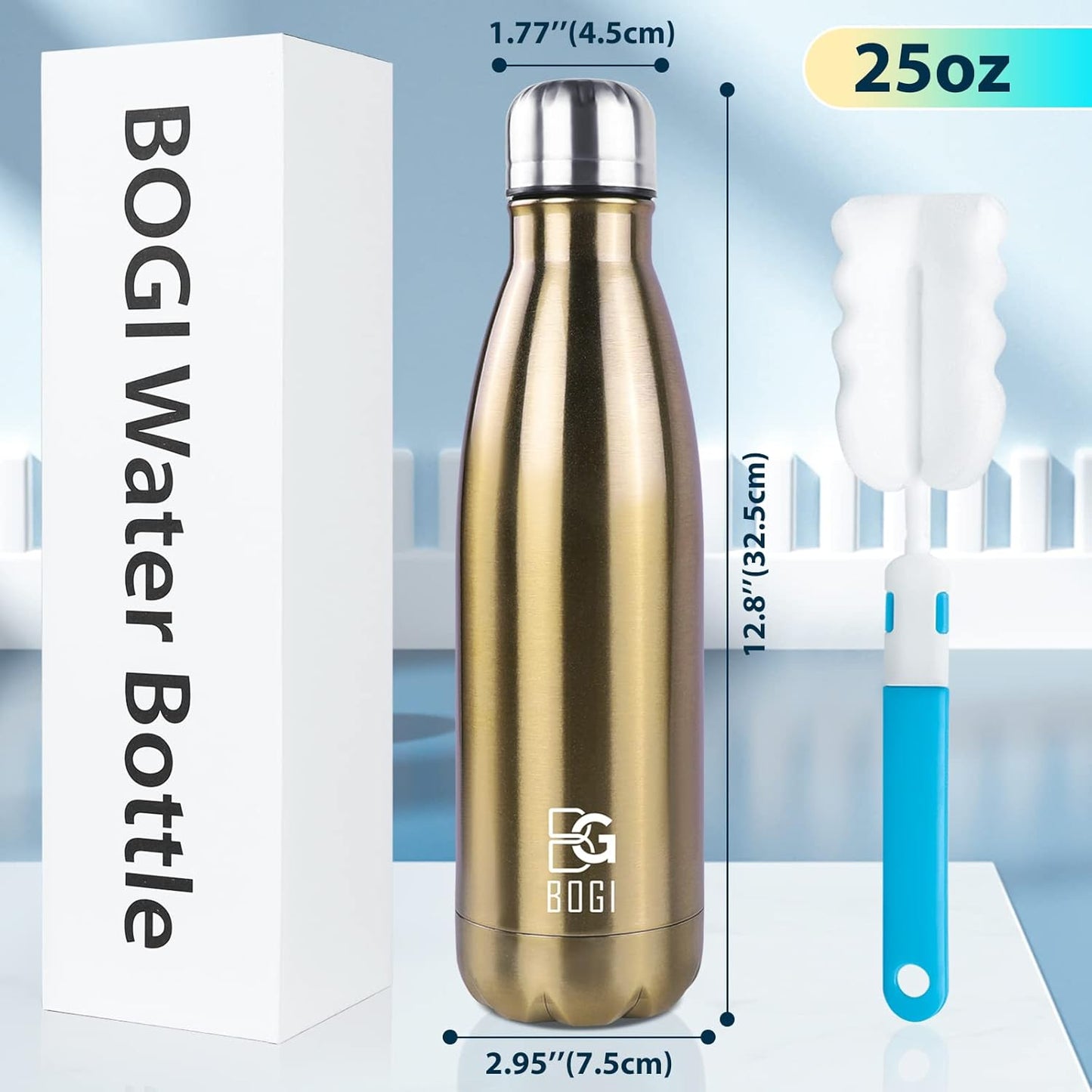 BOGI 17oz Insulated Water Bottle Double Wall Vacuum Stainless Steel Water Bottles, Leak Proof Metal Sports Water Bottle Keeps Drink Hot and Cold - Perfect for Outdoor Sports Camping Biking (Purple)