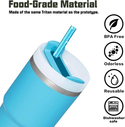 Replacement Straw Compatible with Stanley 40 oz 30 oz Cup Tumbler, 6 Pack Reusable Straw with Cleaning Brush, Plastic, Clear