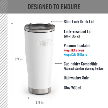 THERMOS ICON SERIES, Stainless Steel Tumbler with Slide Lock, 18 Ounce, Mystic Navy