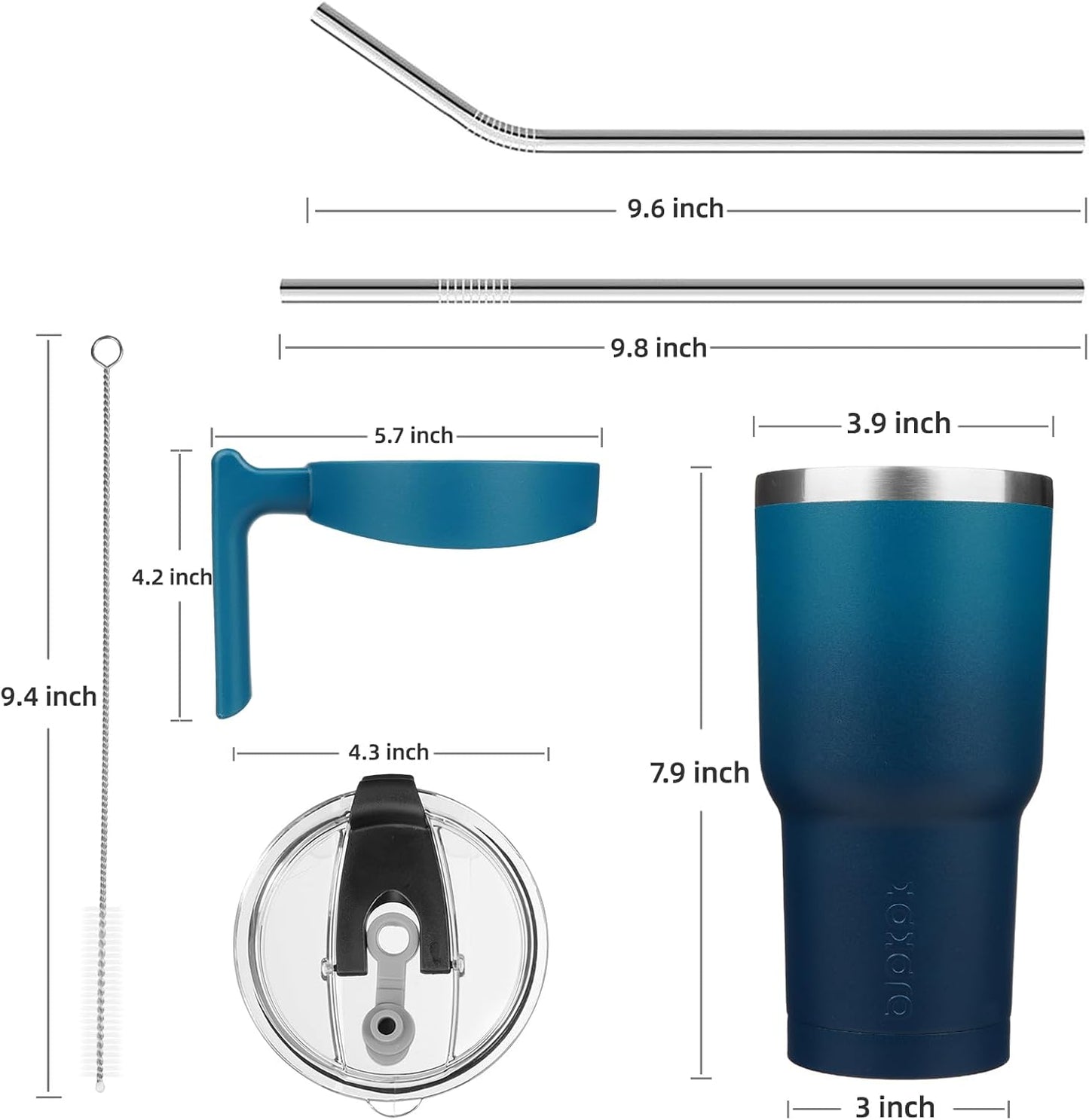 BJPKPK Tumbler With Handle And Straw Lid 40 oz Stainless Steel Insulated Coffee Tumbler Cups For Home, Office or Car,Turquoise