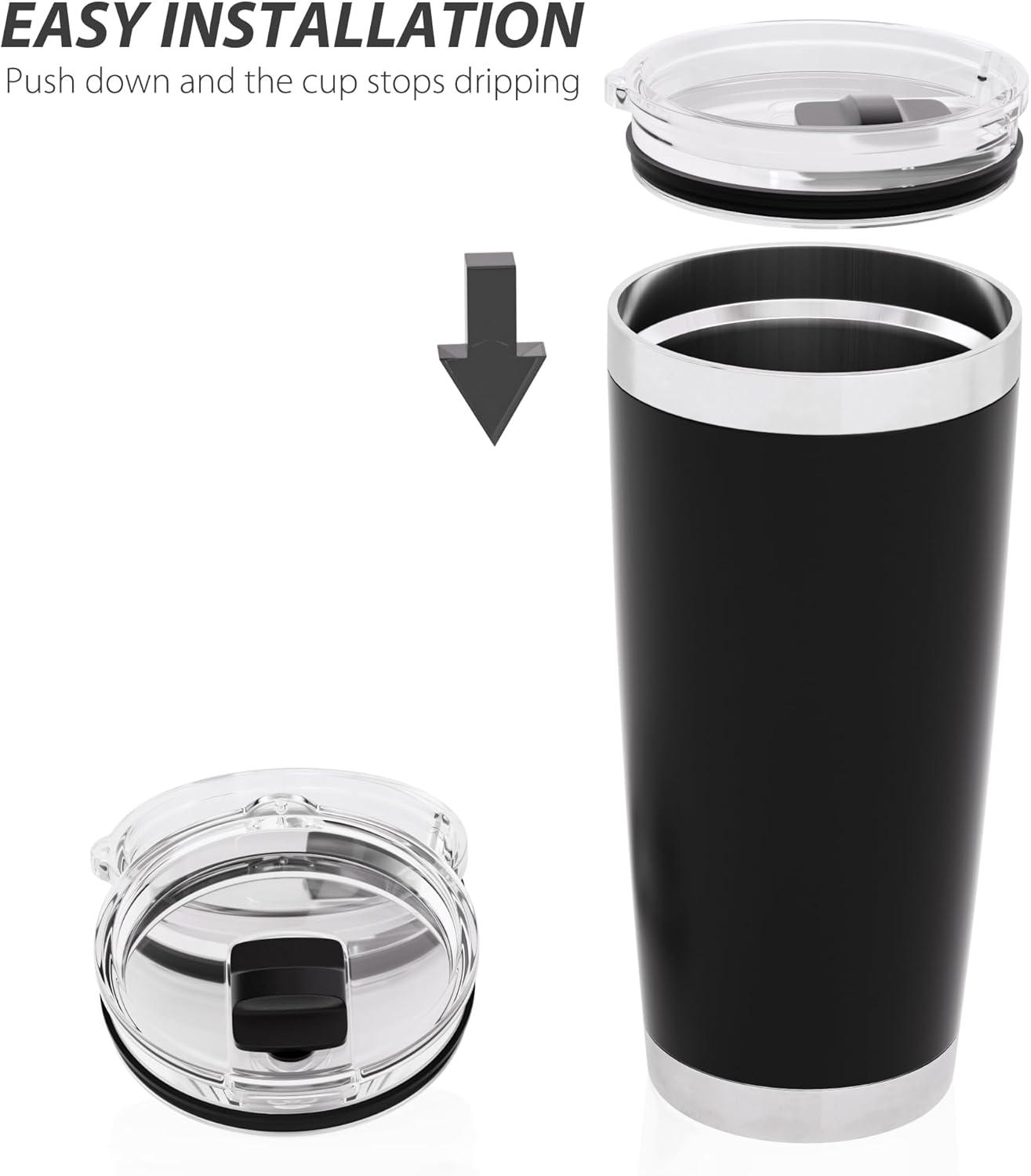 20 oz Tumbler Lid for YETI, 2 Pack Replacement Lids for YETI 20oz Tumbler & 10 oz Lowball, 10 oz Mug, Coffee Cup Covers with Magnetic Slider for Gift, BPA Free