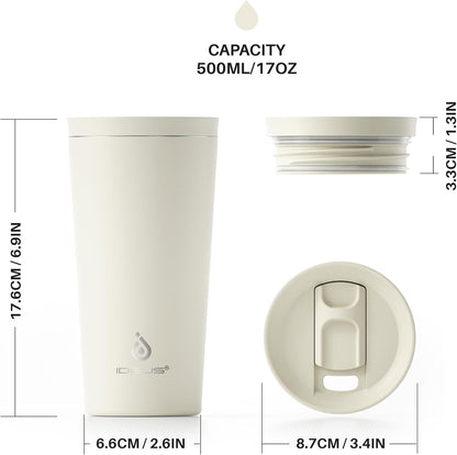 Ideus 17 oz Travel Coffee Mug, Double Wall Vacuum Stainless Steel Insulated Coffee Tumbler With Lid, Splash-Proof & Cup Holder Friendly, Keeps Drinks Hot/Cold, Dishwasher Safe, Purple