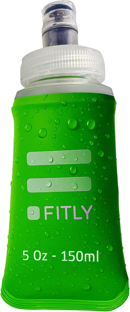 FITLY Soft Flask - Shrink As You Drink Soft Water Bottle for Hydration Pack - Folding Water Bottle Ideal for Running, Hiking, Cycling, Climbing & Rigorous Activity