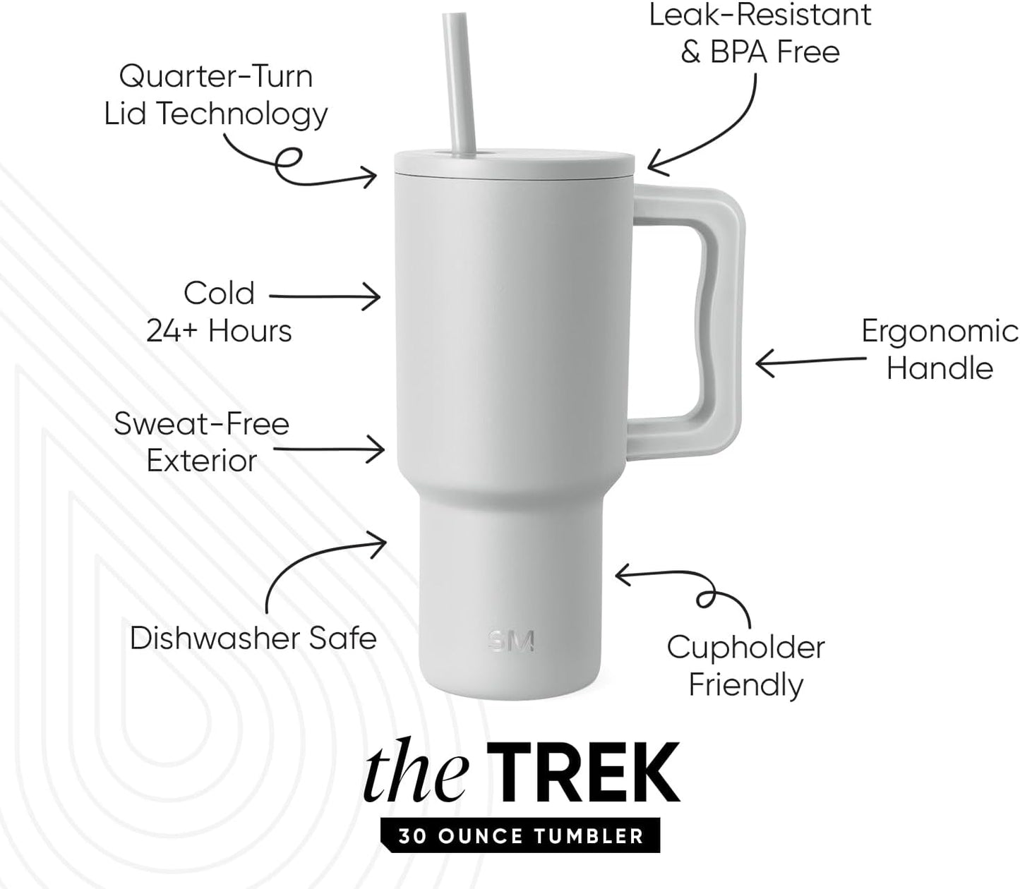 Simple Modern 40 oz Trek Tumbler with Handle and Straw Lid | Cup Holder Friendly Insulated Stainless Steel Travel Mug | Sea Glass Sage - Colors C