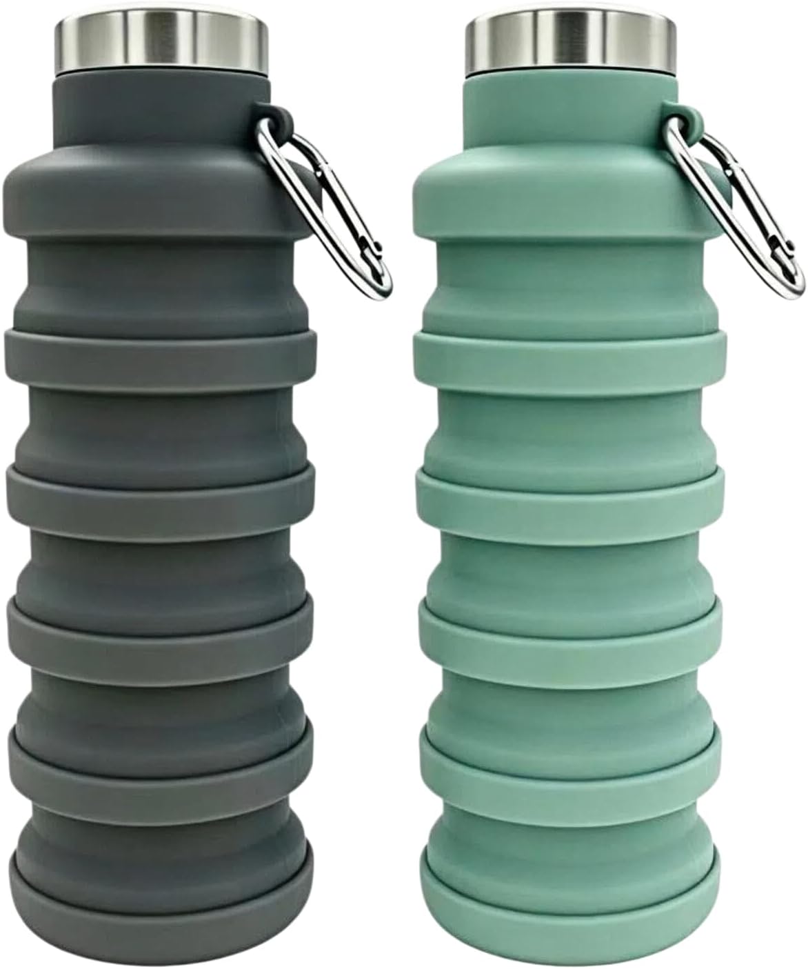 YCT Collapsible Water Bottle 17oz（500ml），Travel Portable Sport Water Bottle，Reusable Silicone Foldable Water Bottles for Gym Camping Hiking (Purple+Black)