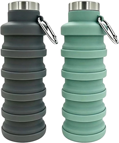 YCT Collapsible Water Bottle 17oz（500ml），Travel Portable Sport Water Bottle，Reusable Silicone Foldable Water Bottles for Gym Camping Hiking (Purple+Black)