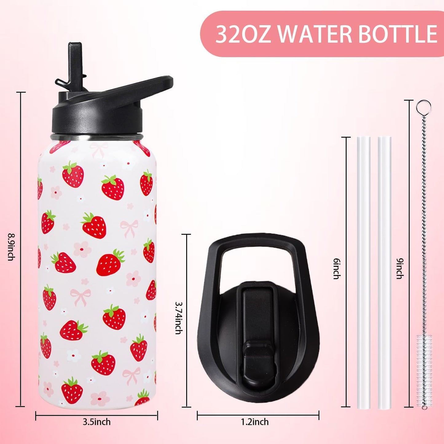 32 oz Pickleball Insulated Water Bottle with Straw - Pickleball Gym Hiking Sports Coffee Mug | Perfect Pickleball Gifts for Women, Pickleball Decor Accessories
