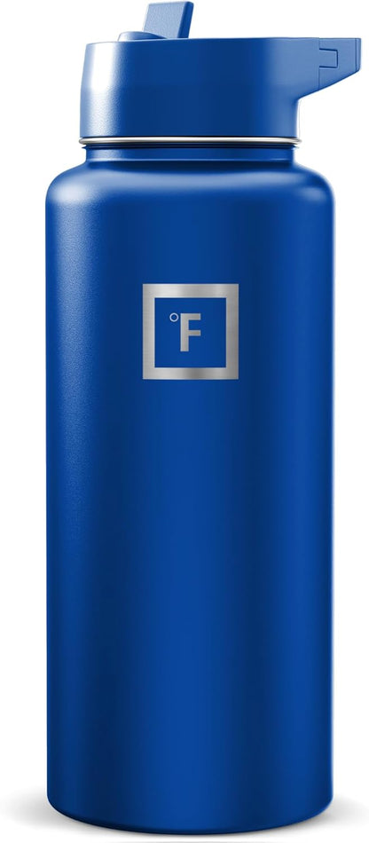 IRON °FLASK Camping & Hiking Hydration Flask with Straw, Wide Mouth Insulated Stainless Steel Sports Water Bottle - 22 oz Aurora