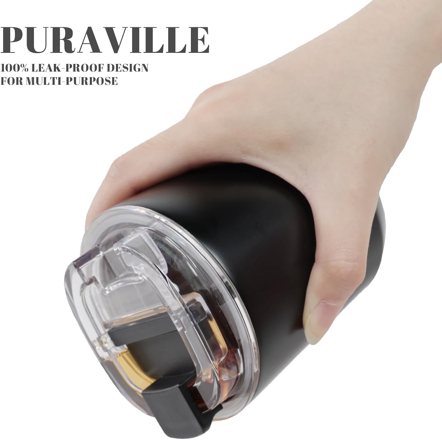 Puraville Insulated Tumblers with Lid, 14 oz Travel Coffee Mug Stainless Steel Vacuum Cup, Leak Proof Reusable Double Walled Coffee Tumbler for Iced and Hot Drinks, Cream