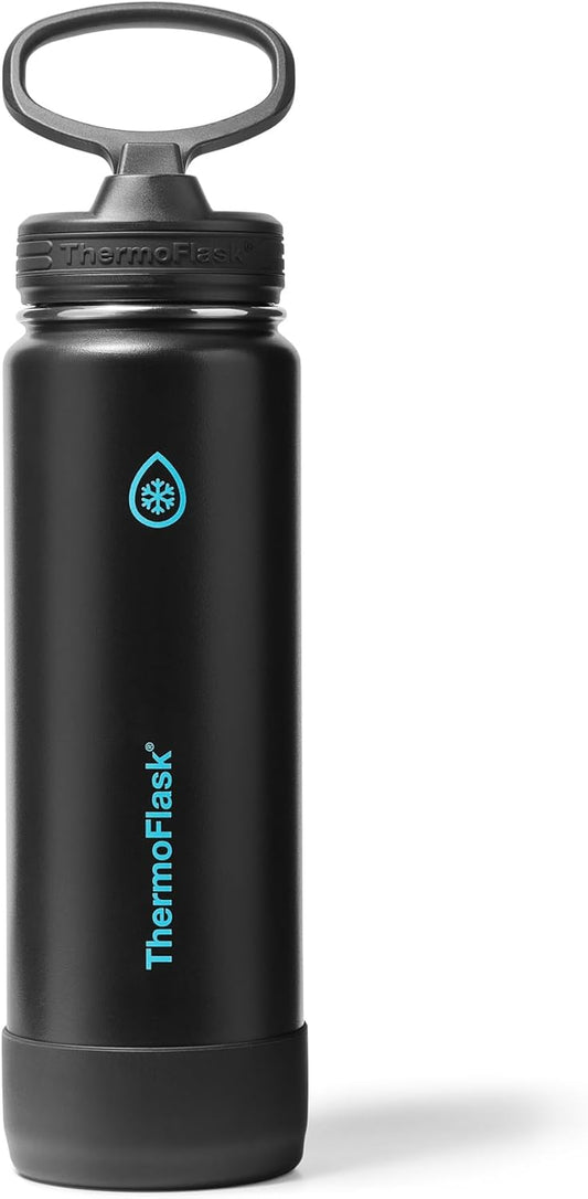 ThermoFlask Insulated Water Bottle with Spout Lid (24 oz, Lemonade Stand) - Leakproof, Stainless Steel Water Bottle for Cold & Hot Drinks, Travel & Daily Hydration