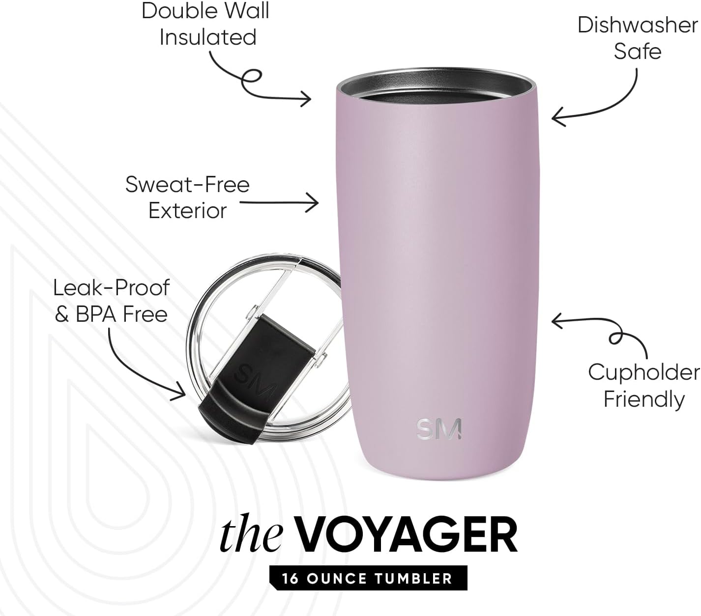 Simple Modern Voyager Tumbler with Flip Lid | Travel Coffee Mug | Insulated Stainless Steel Cold Brew Iced or Hot Coffee Cup | Gifts for Women Men Her Him | 16oz, Almond Birch
