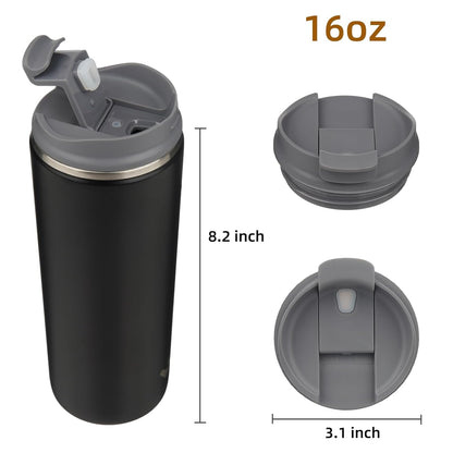 Konokyo Tumbler with Lid, 16 oz Travel Coffee Mug Double Wall Vacuum Stainless Steel Thermal Metal Cup Insulated Water Bottle,Navy Blue