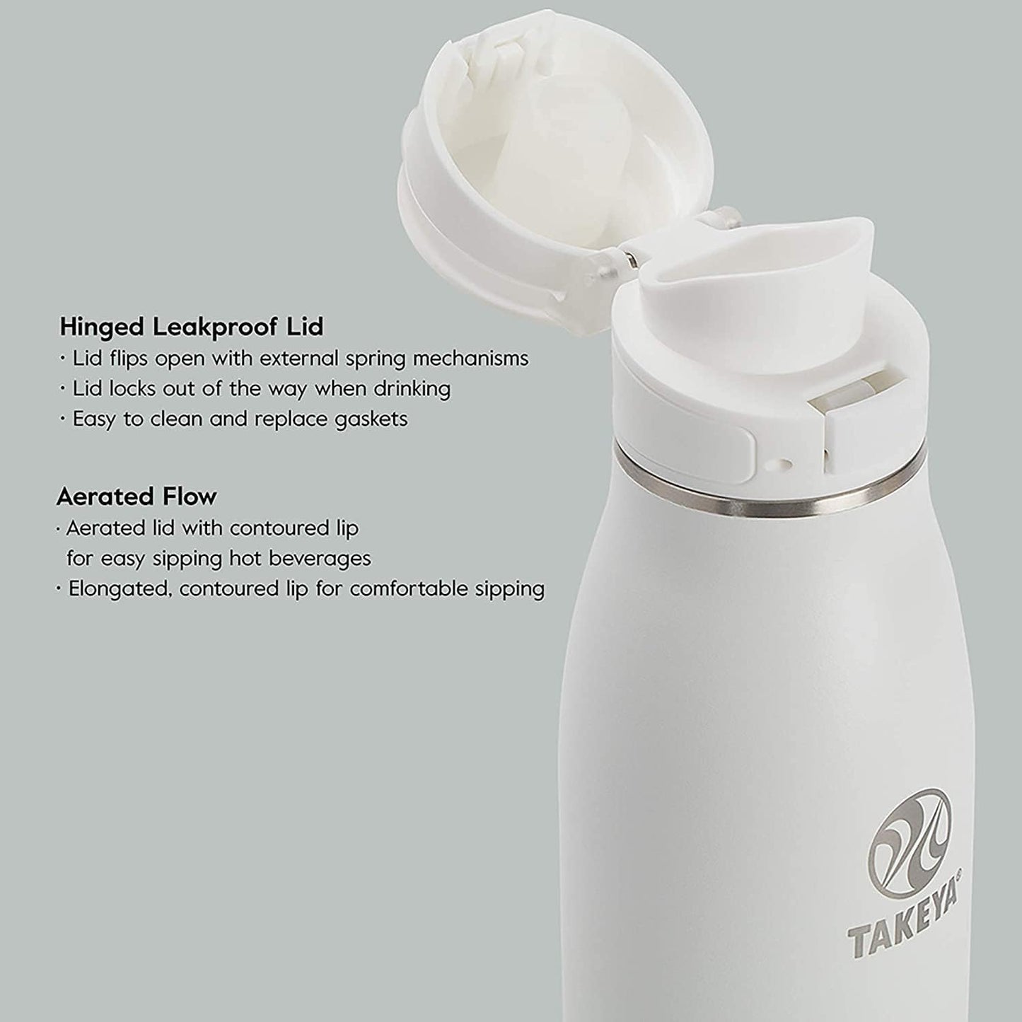 Takeya 17 oz Traveler Stainless Steel Insulated Travel Coffee Mug with Locking Leak Proof Lid, Premium Quality, BPA Free, Arctic