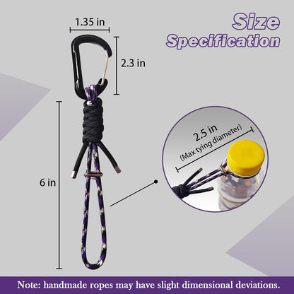 Paracord Keychain - Triangle/D-Shaped Carabiner Clip with Lanyard for Hanging Water Bottle, Key, Backpacks and More