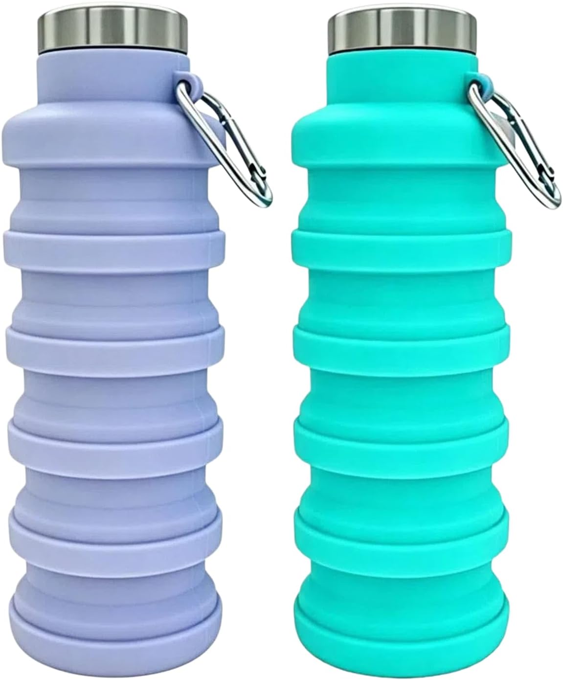 YCT Collapsible Water Bottle 17oz（500ml），Travel Portable Sport Water Bottle，Reusable Silicone Foldable Water Bottles for Gym Camping Hiking (Purple+Black)