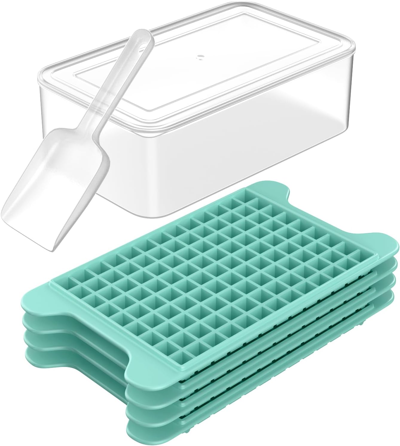 Mini Ice Cube Tray for Freezer: FDDBI Small Ice Trays for Freezer with Bin - 117×4PCS Easy Release Nugget Ice Tray - Crushed Ice Tray with Container