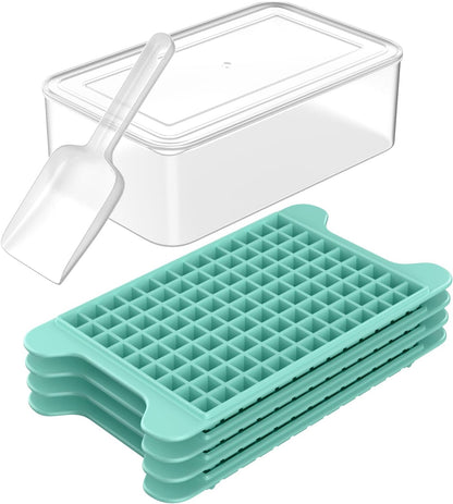 Mini Ice Cube Tray for Freezer: FDDBI Small Ice Trays for Freezer with Bin - 117×4PCS Easy Release Nugget Ice Tray - Crushed Ice Tray with Container