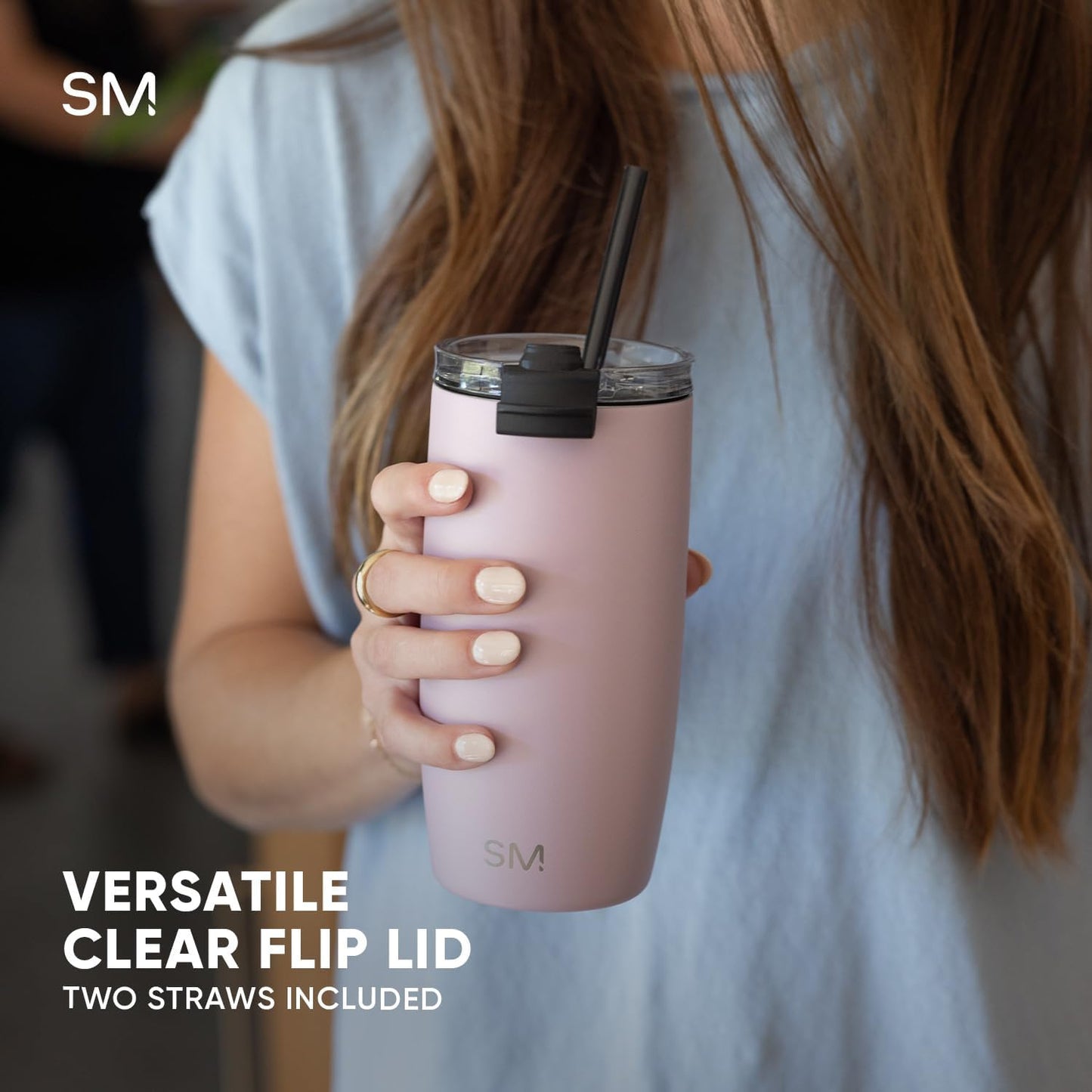 Simple Modern Voyager Tumbler with Flip Lid | Travel Coffee Mug | Insulated Stainless Steel Cold Brew Iced or Hot Coffee Cup | Gifts for Women Men Her Him | 16oz, Almond Birch