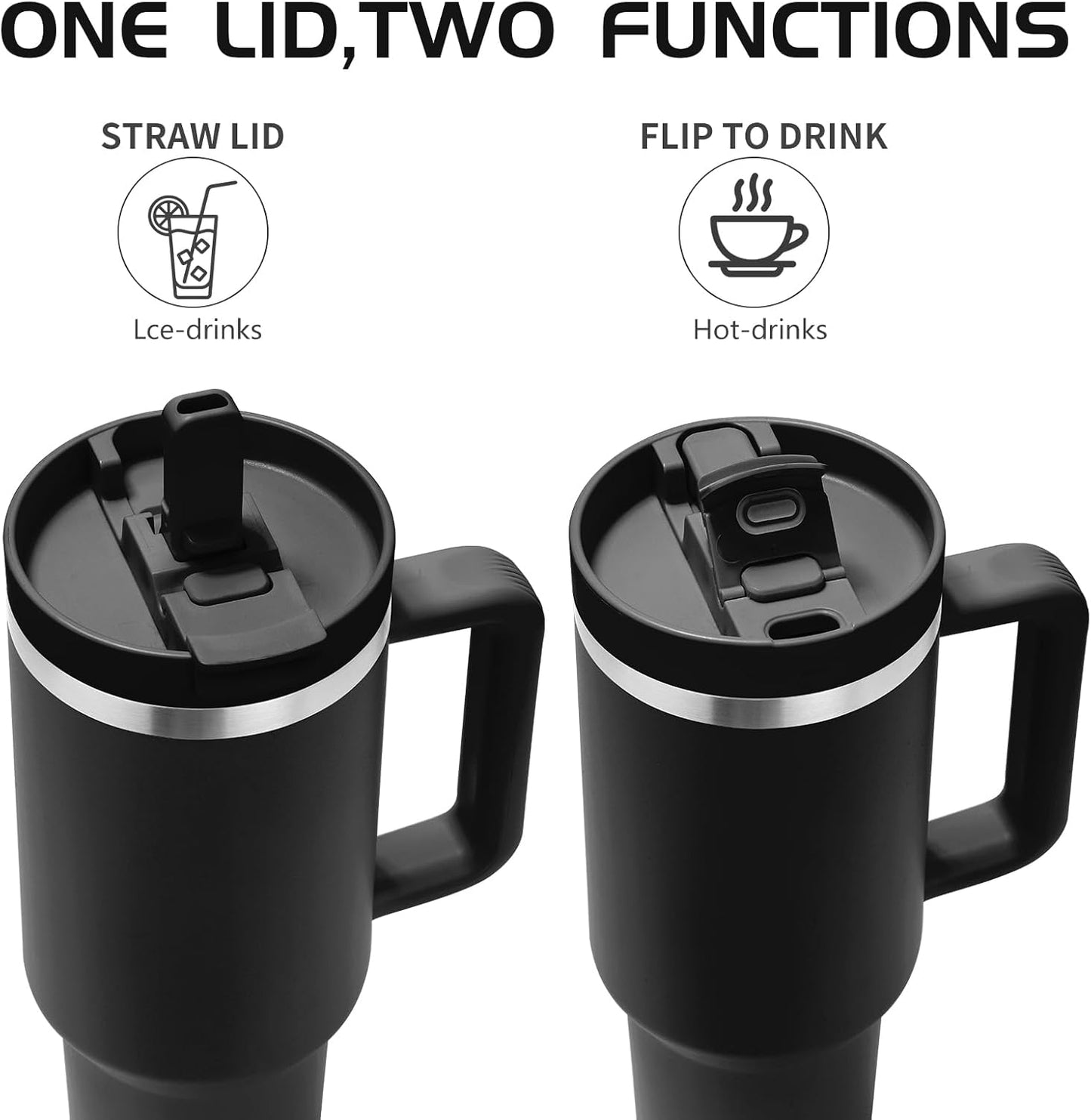 Labulabla 40oz Stainless Steel Insulated Tumbler with Flip Straw, 2-in-1 Lid, 100% Leakproof, Cup Holder Friendly, Handle, BPA-Free (light pink, 40, ounces)