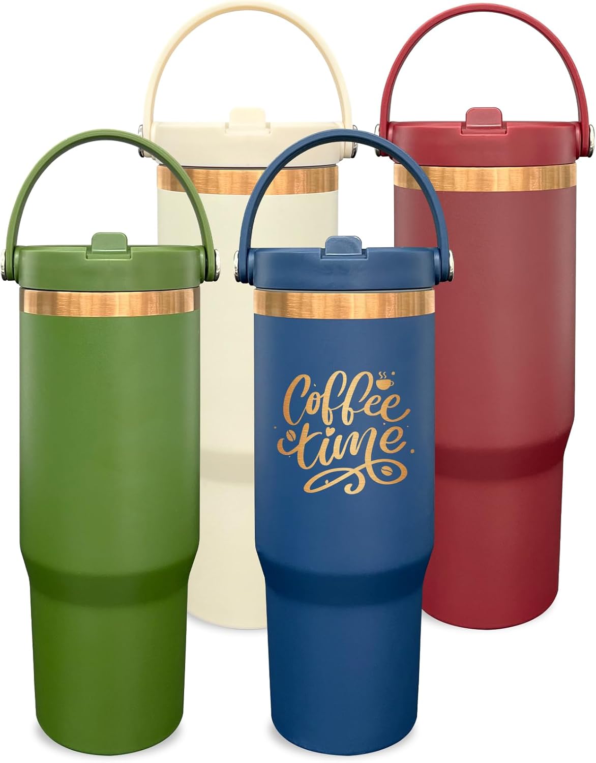 30 oz Tumbler Bulk with Handle and Straw, Vacuum Insulated Tumblers with Flip Straw and Top Handle, Leakproof Powder Coated Tumbler, Stainless Steel Travel Mug for Coffee (Black, 1 Pack)