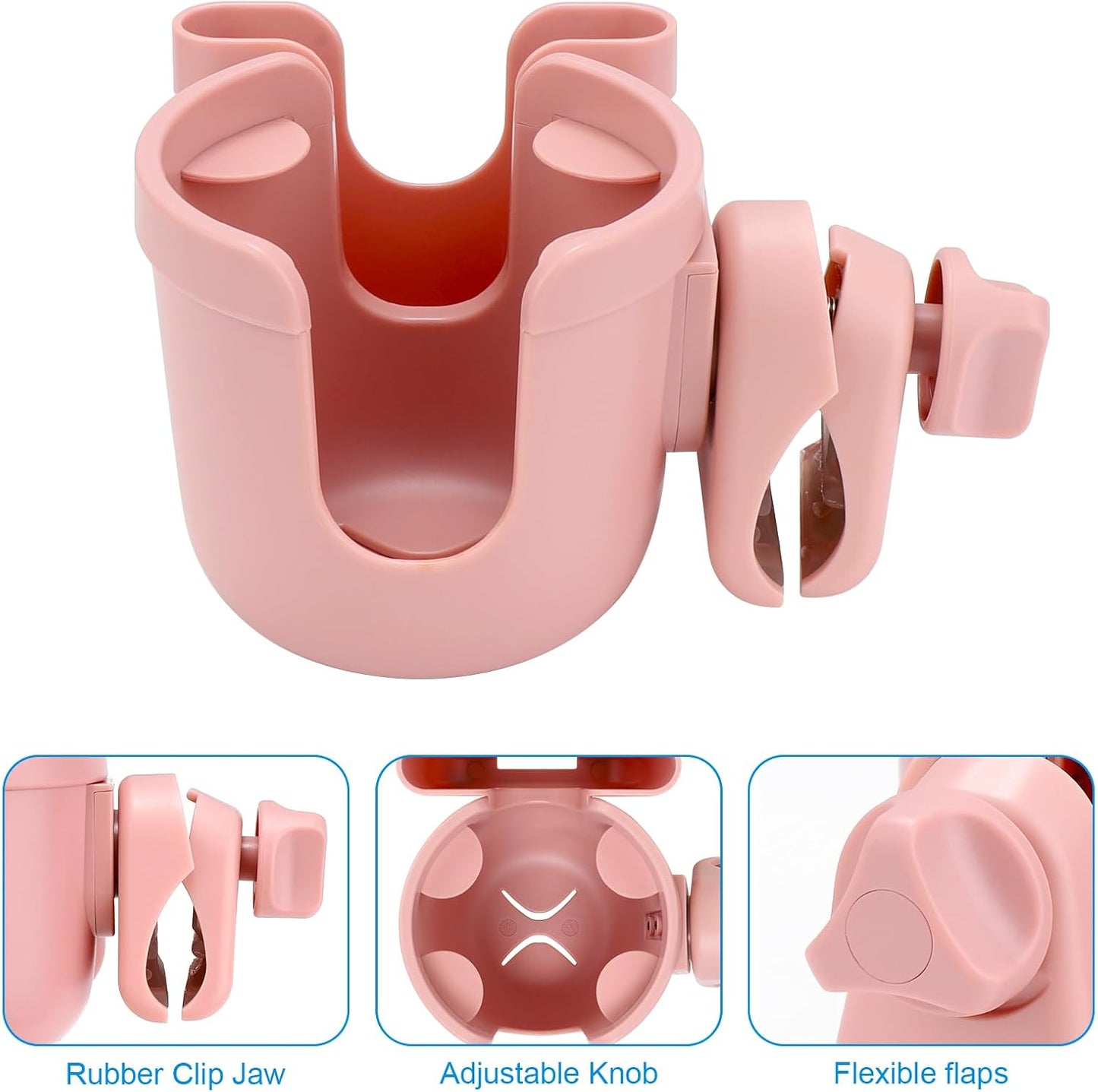 Accmor Stroller Cup Holder with Phone Holder, Bike Cup Holder, Universal Cup Holder for Uppababy Nuna Doona Strollers, 2-in-1 Cup Holder for Walker, Wheelchair, Scooter - Colors A