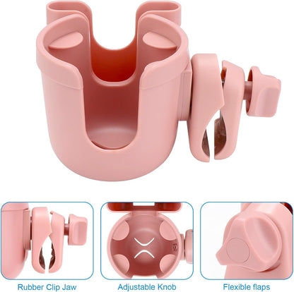 Accmor Stroller Cup Holder with Phone Holder, Bike Cup Holder, Universal Cup Holder for Uppababy Nuna Doona Strollers, 2-in-1 Cup Holder for Walker, Wheelchair, Scooter - Colors A