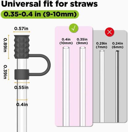 6 Pcs Straw Covers Caps, 0.4in/10mm Straw Toppers for Stanley Cup 30/40 oz, Starlight