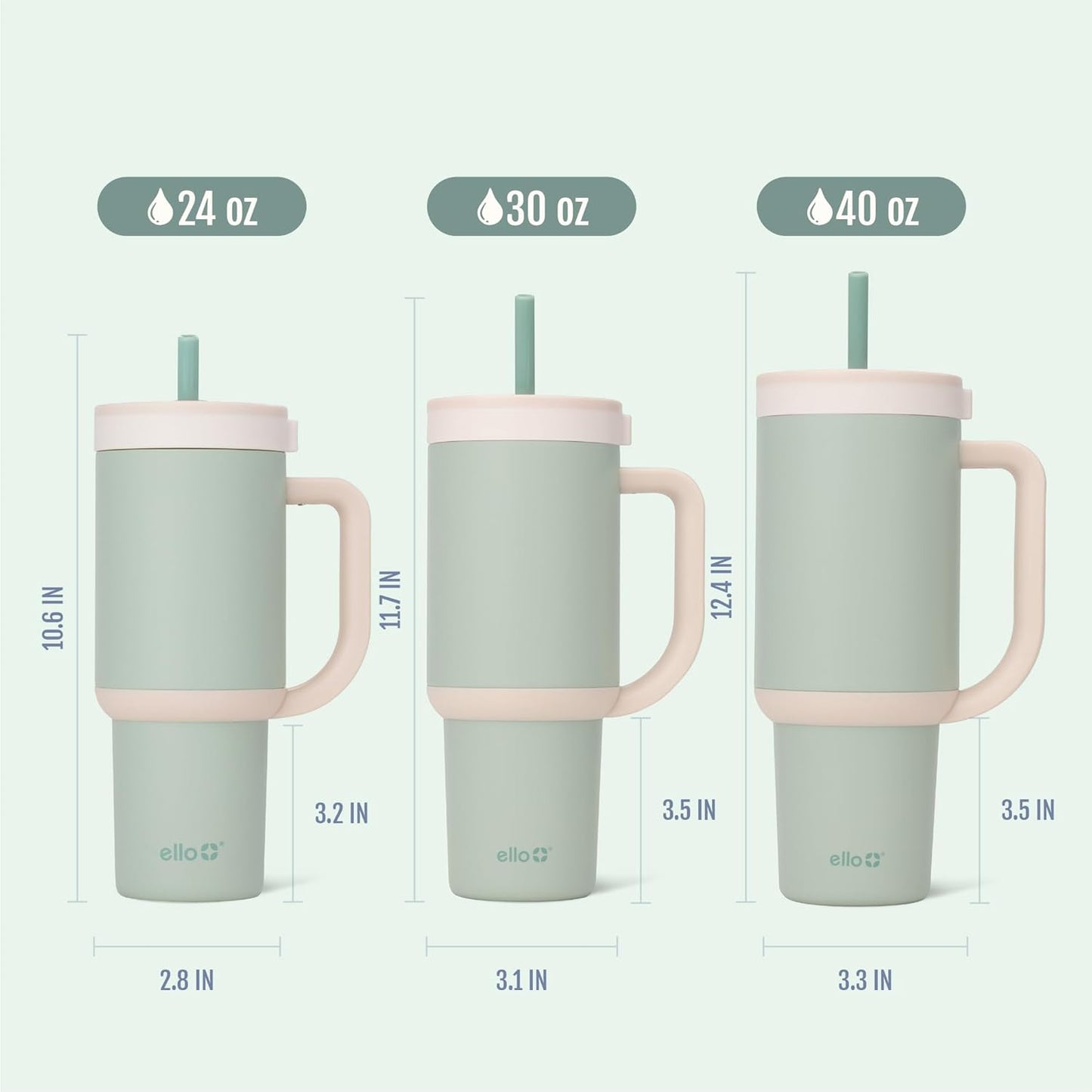 Ello Oasis 40 oz Tumbler with Handle & Retracting Straw | Reusable Insulated Stainless Steel Cup 100% Leakproof, Gifts for Teens Women Men | Keeps cold for 24 Hours, Cup Holder Friendly, Daisies