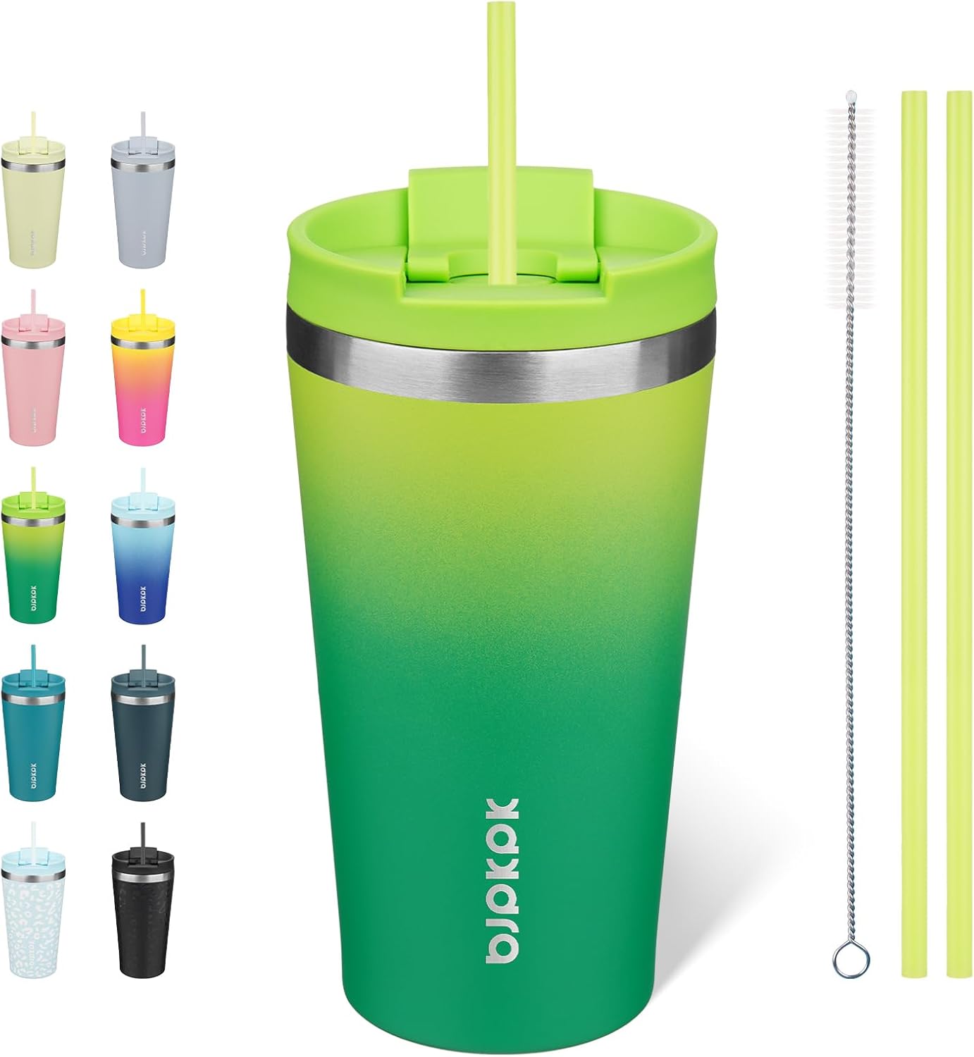 BJPKPK 22oz Insulated Tumbler With lid And Straw Stainless Steel Tumblers Travel Coffee Mug Reusable Thermal Cup,Sky