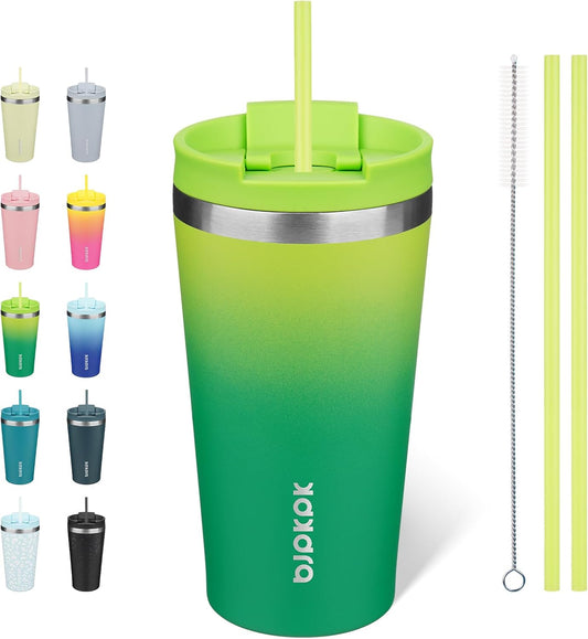 BJPKPK 22oz Insulated Tumbler With lid And Straw Stainless Steel Tumblers Travel Coffee Mug Reusable Thermal Cup,Sky
