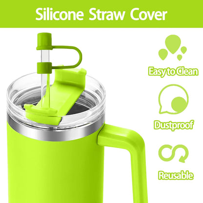 6PCS Silicone Straw Covers Cap Compatible with Stanley Cup 30-40 oz Tumbler with Handle 10mm Straw Toppers，Dust-Proof Reusable Straw Cover for Stanley Cup Accessories (Black)