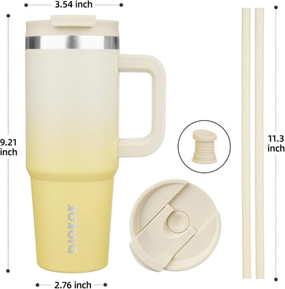 BJPKPK 30oz Stainless Steel Insulated Tumbler With Handle And Lid Straw Travel Coffee Mug Thermal Cup,Black