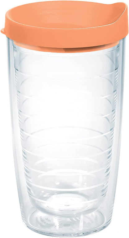 Tervis Clear & Colorful Lidded Made in USA Double Walled Insulated Tumbler Travel Cup Keeps Drinks Cold & Hot, 24oz, Black Lid, 1 Count (Pack of 1)