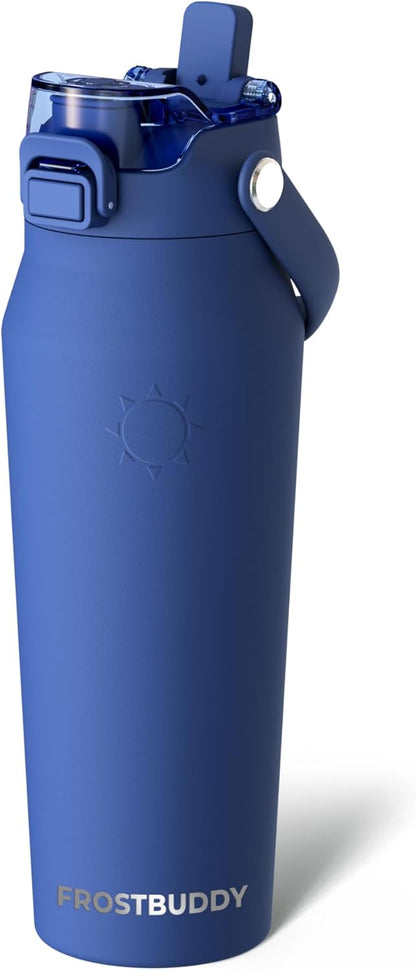Frost Buddy 24oz Insulated Water Bottle with Straw & Chug Lid | Leak-Proof Stainless Steel | 24-Hours Cold | Sweat-Proof, Cup Holder Friendly | Ideal for Gym, Travel, Sports & Everyday Hydration - Colors B