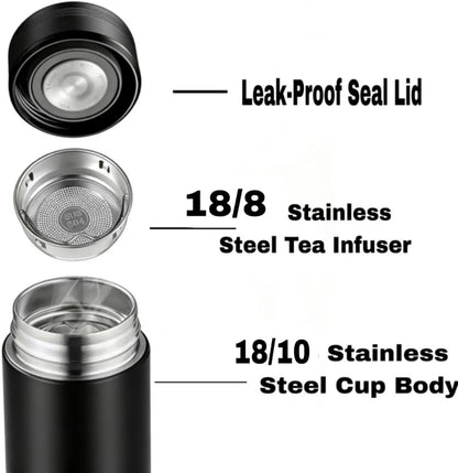 Insulated Water Bottle with Tea Infuser, Stainless Steel Insulated Flask, Leak Proof ，Vacuum Tumbler for Coffee, Tea and Drinks, BPA Free, Keeps Drinks Hot or Cold, 11oz (Green)