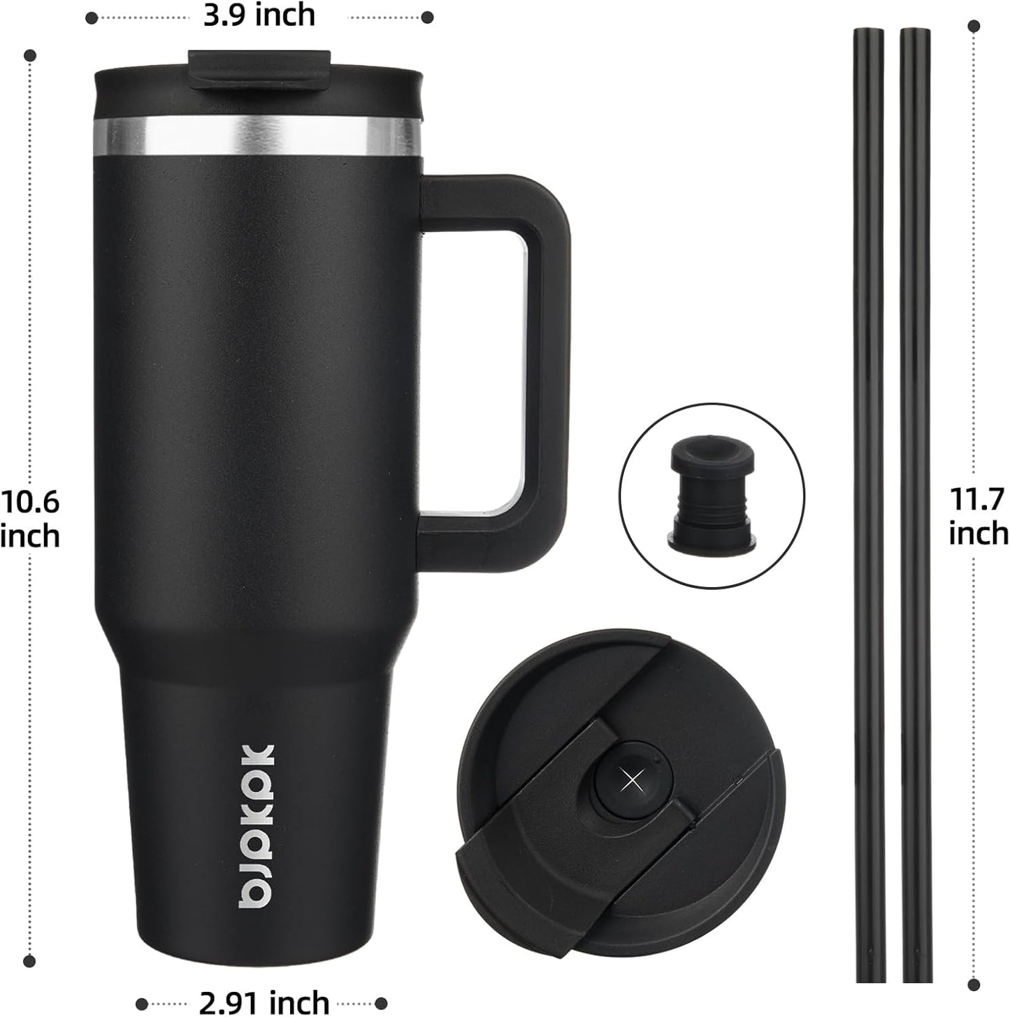BJPKPK 30oz Stainless Steel Insulated Tumbler With Handle And Lid Straw Travel Coffee Mug Thermal Cup,Black