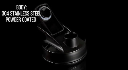 Swolverine® Stainless Steel Shaker | Black on Black Stainless Steel Protein Shaker Bottle