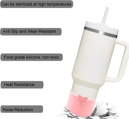 1Pcs Black Bow Protective Cup Boot for 20 30 40oz Stanley Bumper, Silicone Tumbler Bottom Sleeve Cover Accessories for Women