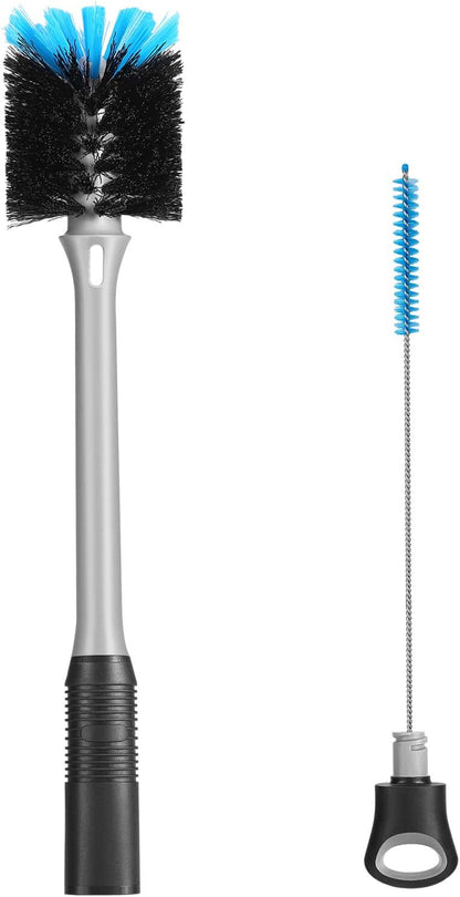 MOSOLAN 2-in-1 Water Bottle Brush and Straw Cleaner Brush, Long Handle Water Bottle Scrubbing Brush for Water Bottles, Glasswares, Mugs, Flasks, Tumblers and Kitchen Sink, Black, 1 Pack