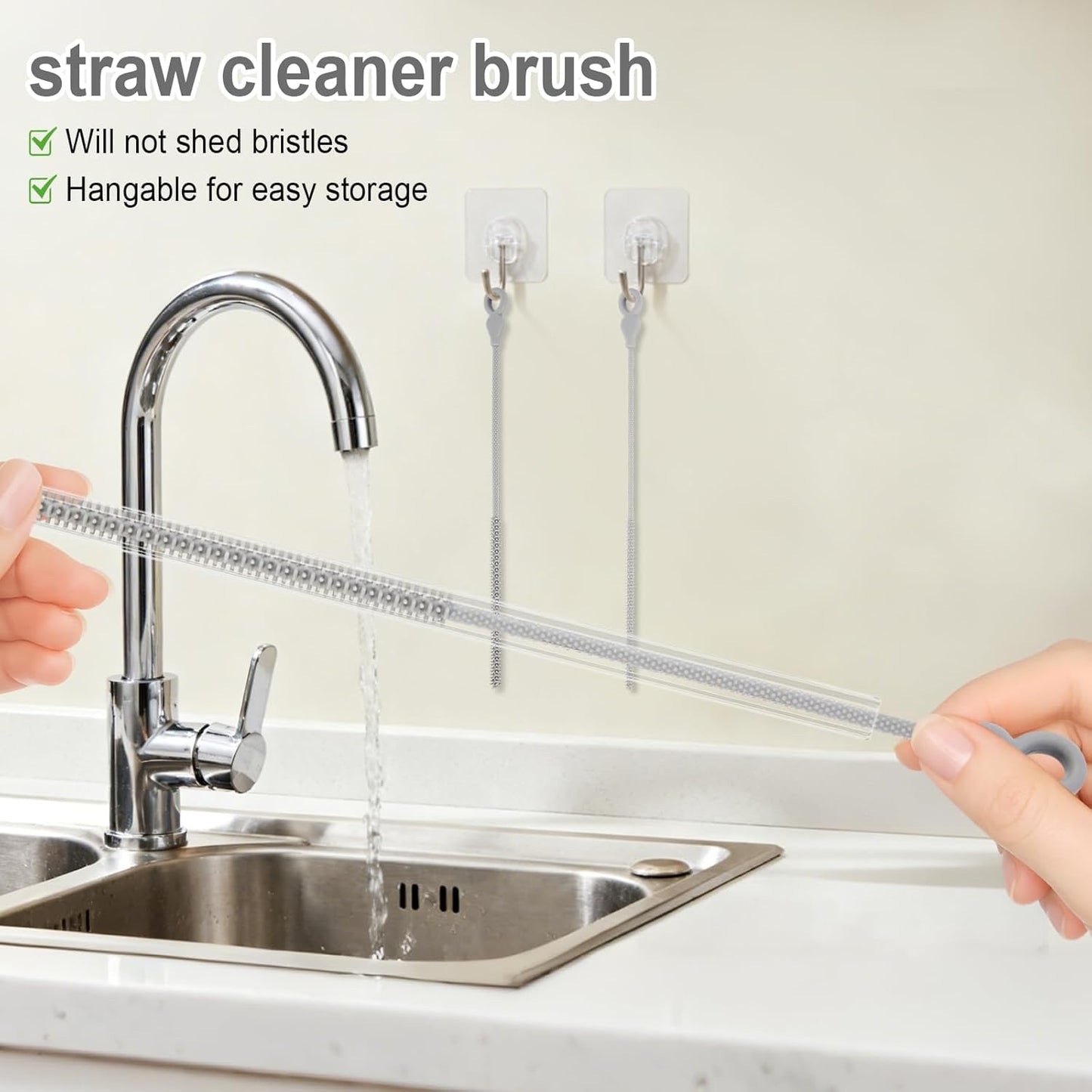 Silicone Straw Cleaner Brush, 4Pcs Reusable Straw Brush Set with Extra-Long Design for Cleaning Thin Metal Straws and Wider Milkshake Straws （6mm+9mm Pink)